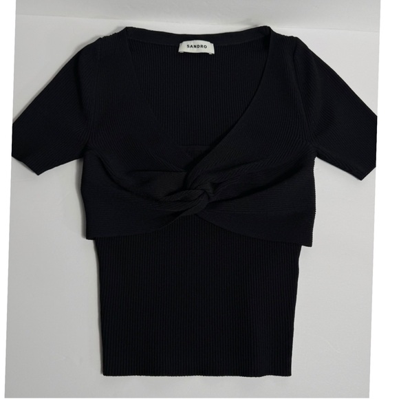 Sandro SERENA Stretch Ribbed Knit Top - Picture 6 of 12